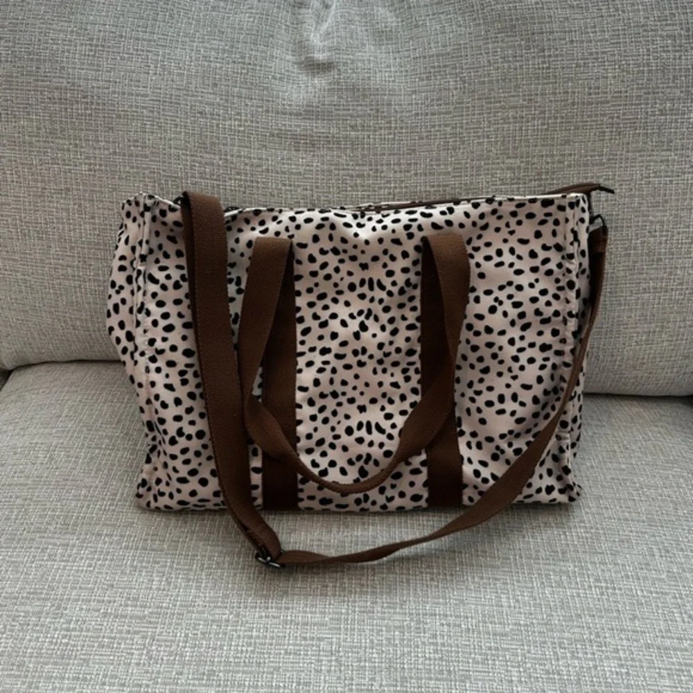 Stylish Brown and Black Animal Print Dot Women's Bag